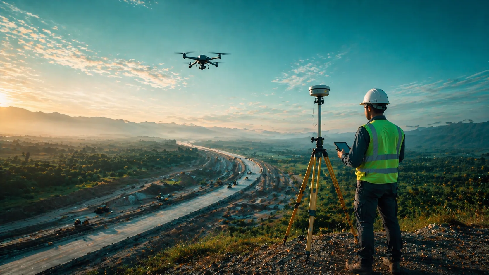 DGPS and drone survey for corridors and roads